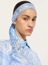 Pucci Pale Blue Mixed Print Silk Twill Bandeau Scarf