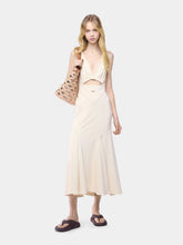 Rabanne Ivory Cut-Out Midi Dress in Viscose Jersey