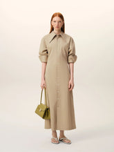 Ami Paris Beige Cotton Fitted Shirt Dress