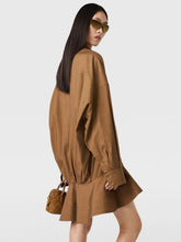 Stella McCartney Pecan Washed Cotton Peplum Shirt Dress