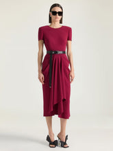 Givenchy Red Cherry Midi Wrapped Dress in Crepe Cady