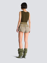 Balmain Green Cotton Twill Utility Shorts