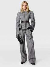 Stella McCartney Grey Melange Striped Straight Trousers