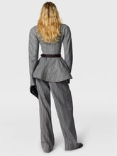 Stella McCartney Grey Melange Striped Straight Trousers