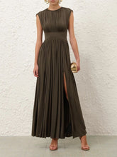 Zimmermann Olive Luna Pleated Maxi Dress