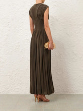 Zimmermann Olive Luna Pleated Maxi Dress