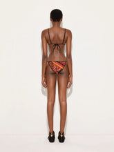 Pucci Black and Orange Vivara Print Triangle Bikini Top