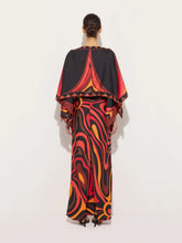 Pucci Black and Orange Marmo Print Silk Cape Dress