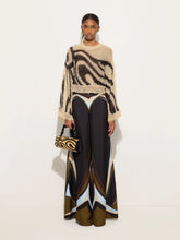 Pucci Khaki and Blue Fari Print Silk Palazzo Pants