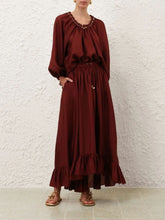 Zimmermann Merlot Aster Silk Maxi Skirt