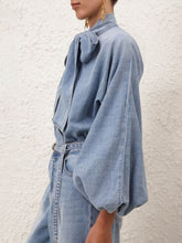Zimmermann Skylark Blue Indra Denim Tie Blouse