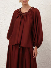 Zimmermann Merlot Aster Gathered Silk Blouse