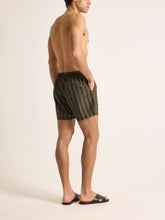 Orlebar Brown Bayleaf Green Stripe Boxer Swim Shorts