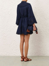 Zimmermann Ink Blue Mahon Broderie Denim Mini Dress