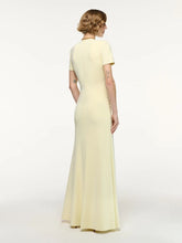 Roland Mouret Yellow Waterfall Twist Jersey Maxi Dress
