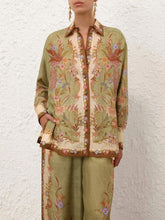 Zimmermann Khaki Scarf Floral Indra Shirt