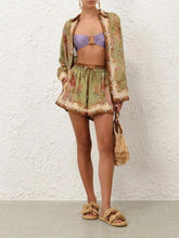 Zimmermann Khaki Scarf Floral Indra Shorts