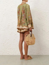 Zimmermann Khaki Scarf Floral Indra Shorts