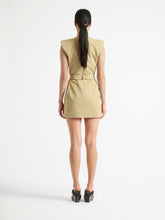 Balmain Beige Gabardine Cotton Belted Mini Dress