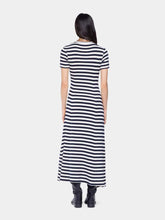 Black and Cream Draped Wool Midi Dress | PDP - Fashion Clinic