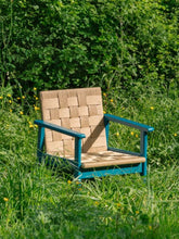 House of Capricorn Medeiros Blue Wood and Natural Cord Armchair