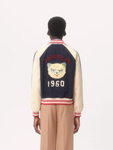 Valentino Garavani Blue and Butter Wool Bomber with VLogo Patch