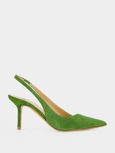 Francesco Russo Green Suede Asymmetric Slingback Pumps
