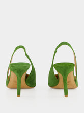 Francesco Russo Green Suede Asymmetric Slingback Pumps