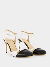 Francesco Russo Black and White Patent Nappa T-Bar Pumps