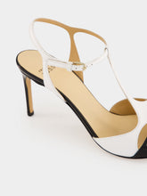 Francesco Russo Black and White Patent Nappa T-Bar Pumps