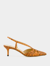 Francesco Russo Mou Kitten Heels Cut-Out Watersnake Leather Slingbacks