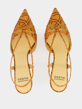 Francesco Russo Mou Kitten Heels Cut-Out Watersnake Leather Slingbacks