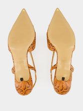 Francesco Russo Mou Kitten Heels Cut-Out Watersnake Leather Slingbacks