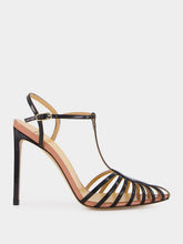 Francesco Russo Black Cage Sandal in Patent Leather
