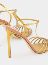 Francesco Russo Gold Cage Sandals in Kid Leather