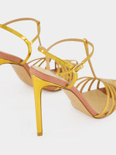 Francesco Russo Gold Cage Sandals in Kid Leather