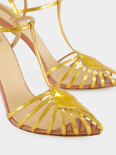 Francesco Russo Gold Cage Sandals in Kid Leather