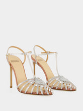 Francesco Russo Silver Cage Sandals in Mirrored Leather