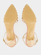 Francesco Russo Puderfarbene Käfig-Sandalen aus Lackleder