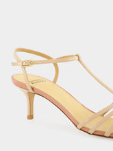 Francesco Russo Puderfarbene Käfig-Sandalen aus Lackleder