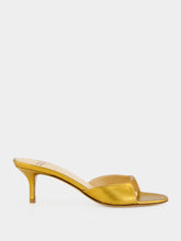 Francesco Russo Old Gold Laminated Nappa Leather Mules