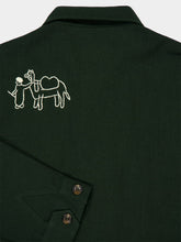 Baziszt Deep Green Ride Embroidered Cotton Shirt
