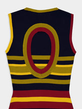 Paula Rian Multi Stripes Knitted Striped Dress with Back Opening