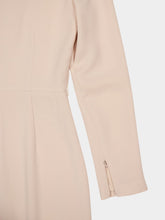 Roland Mouret Dark Cream Twisted Drape Pearl-Trim Dress