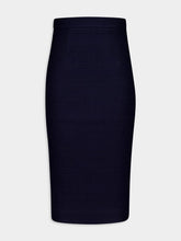 Roland Mouret Navy Bouclé Column Midi Skirt