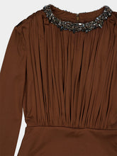 Roland Mouret Dark Olive Embellished Gathered Maxi Dress