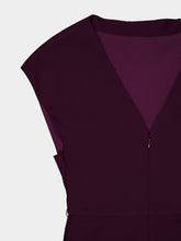 Roland Mouret Prune Flower Brooch Cady Midi Dress