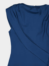 Roland Mouret Blue Asymmetric Cape Jersey Midi Dress