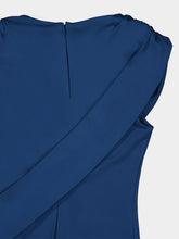 Roland Mouret Blue Asymmetric Cape Jersey Midi Dress