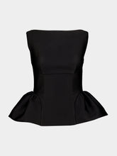 Roland Mouret Black Gathered Taffeta Peplum Top